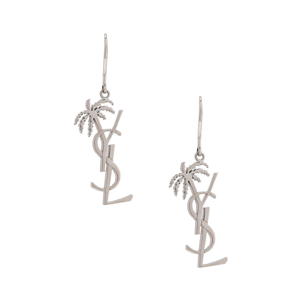 18K YSL Monogram Palmier Statement Earrings