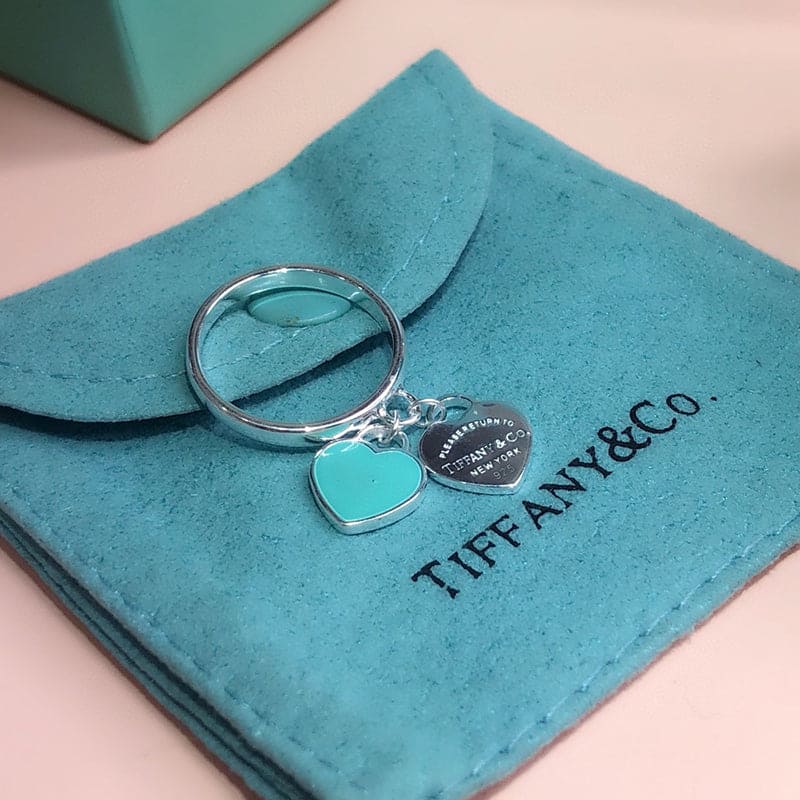 18K Tiffany Round & Heart Tag Ring