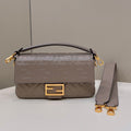 BAGUETTE WITH FF MOTIF 27 IN PINE CONE SOFT LAMBSKIN GOLD HARDWARE