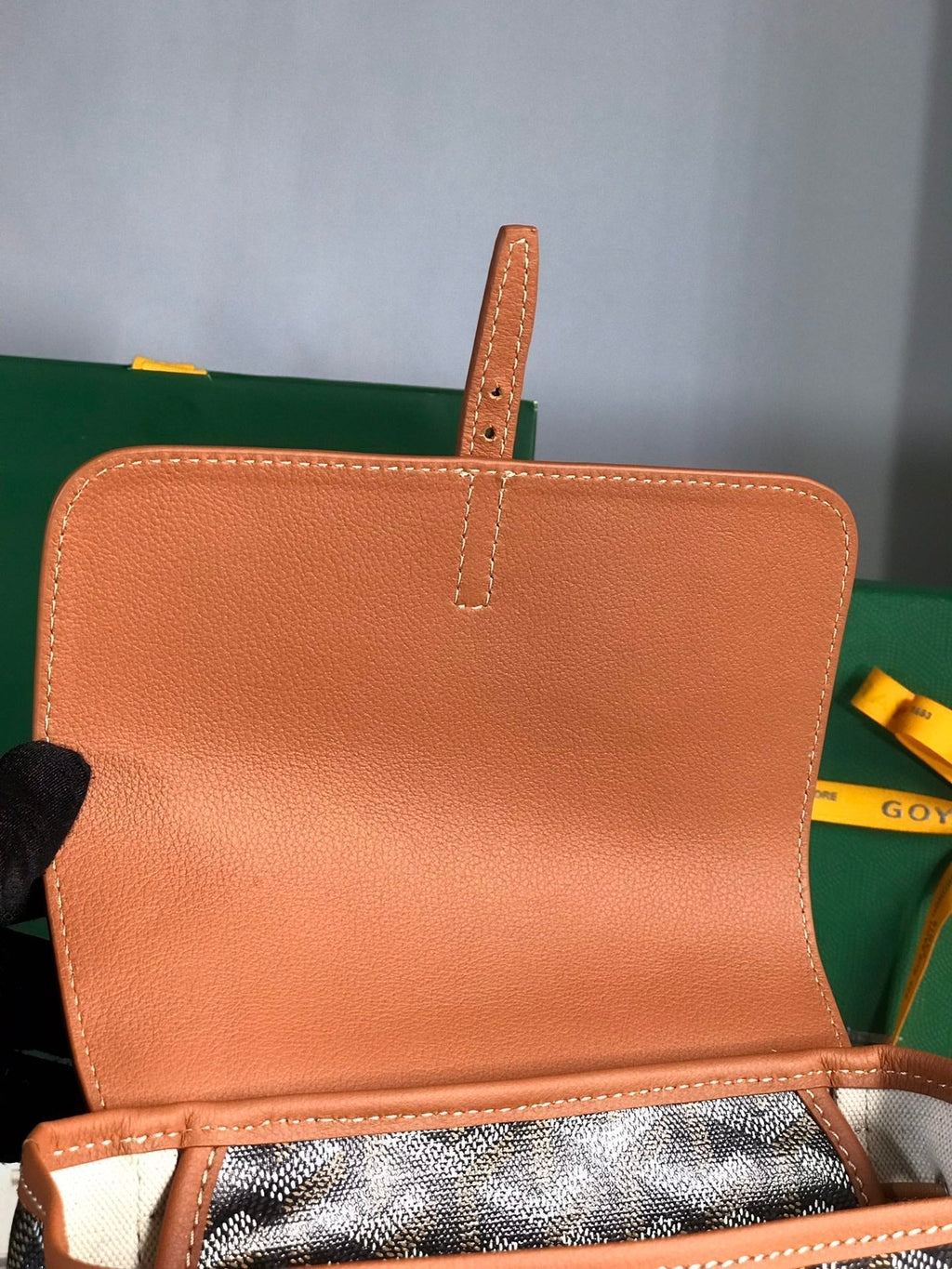 ALPIN MINI BACKPACK 21 IN TAN LAMBSKIN AND BLACK GOYARDINE CANVAS