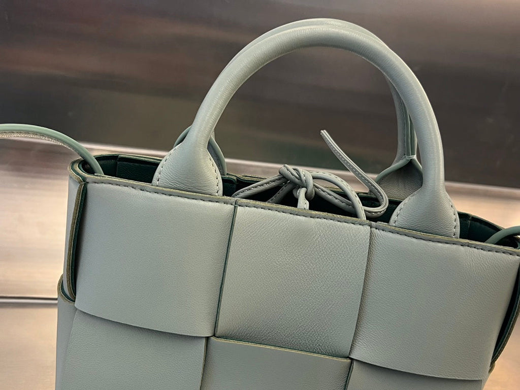 BOTTEGA VENETA CANDY ARCO TOTE 20 IN XANADU GRAY CALFSKIN