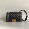 CHANEL SMALL BOY BAG 20 IN BLACK LAMBSKIN GOLD HARDWARE