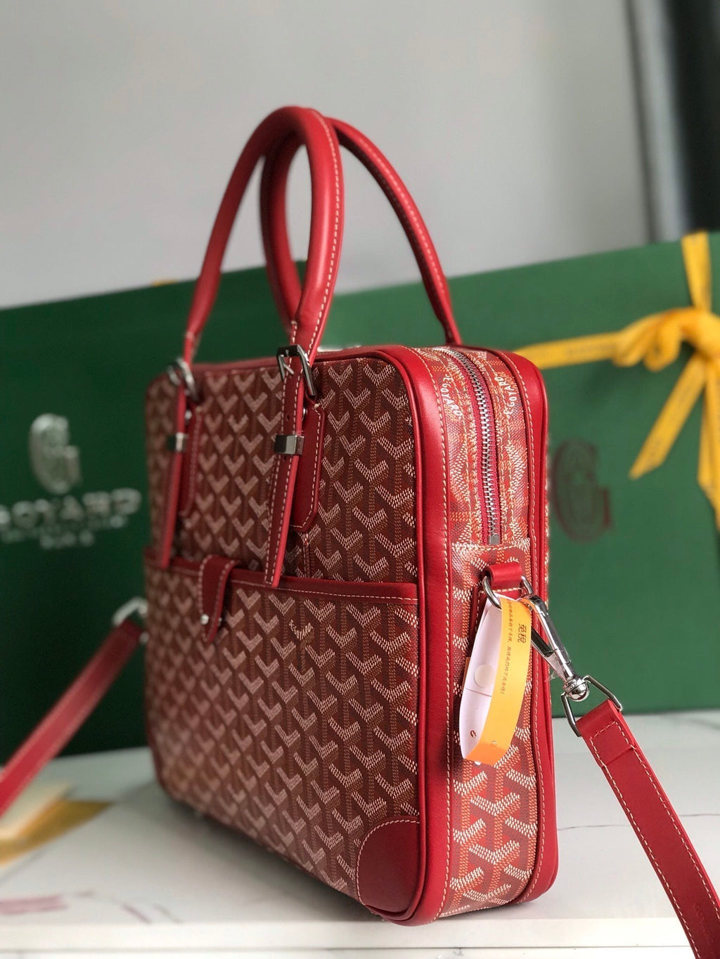 AMBASSADE DOCUMENT CASE 35 IN CLASSIC RED GOYARDINE CANVAS