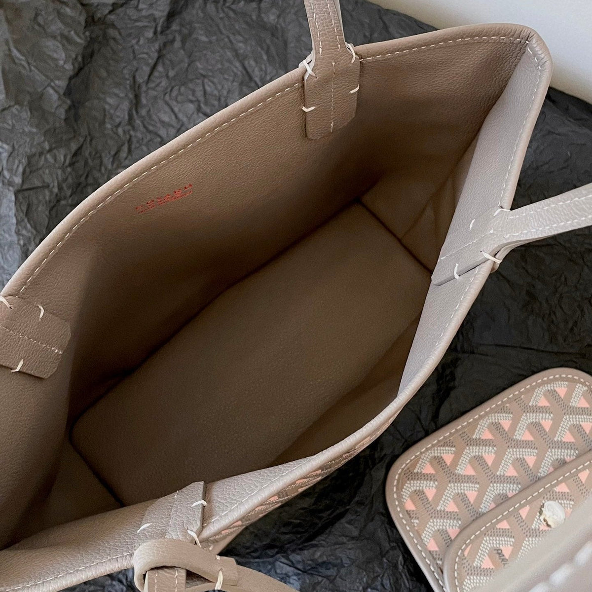 ANJOU MINI BAG 20 IN GREY MIX PINK GOYARDINE CANVAS AND CALFSKIN