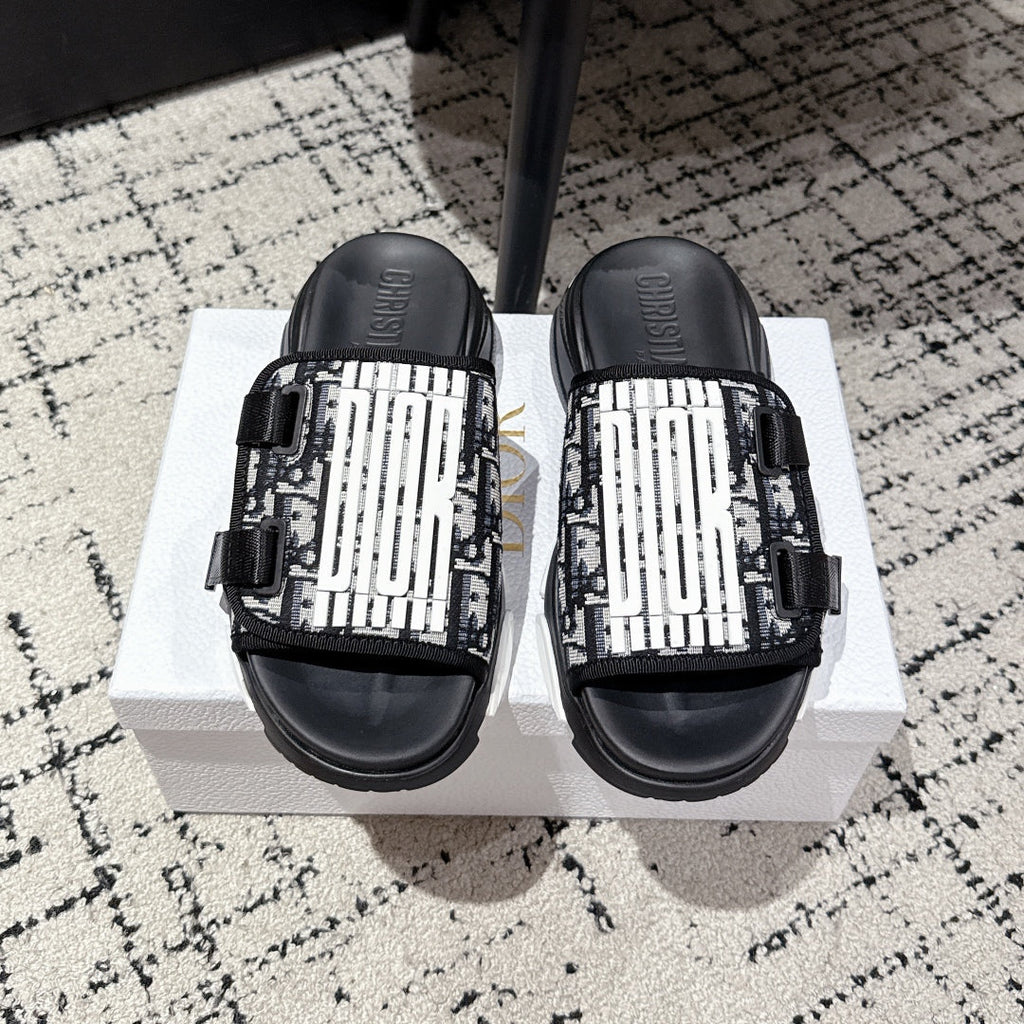 DIOR ADJUSTABLE STRAP SANDALS 25S 50 MM IN BLACK FABRIC MIX CALFSKIN STYLE 4