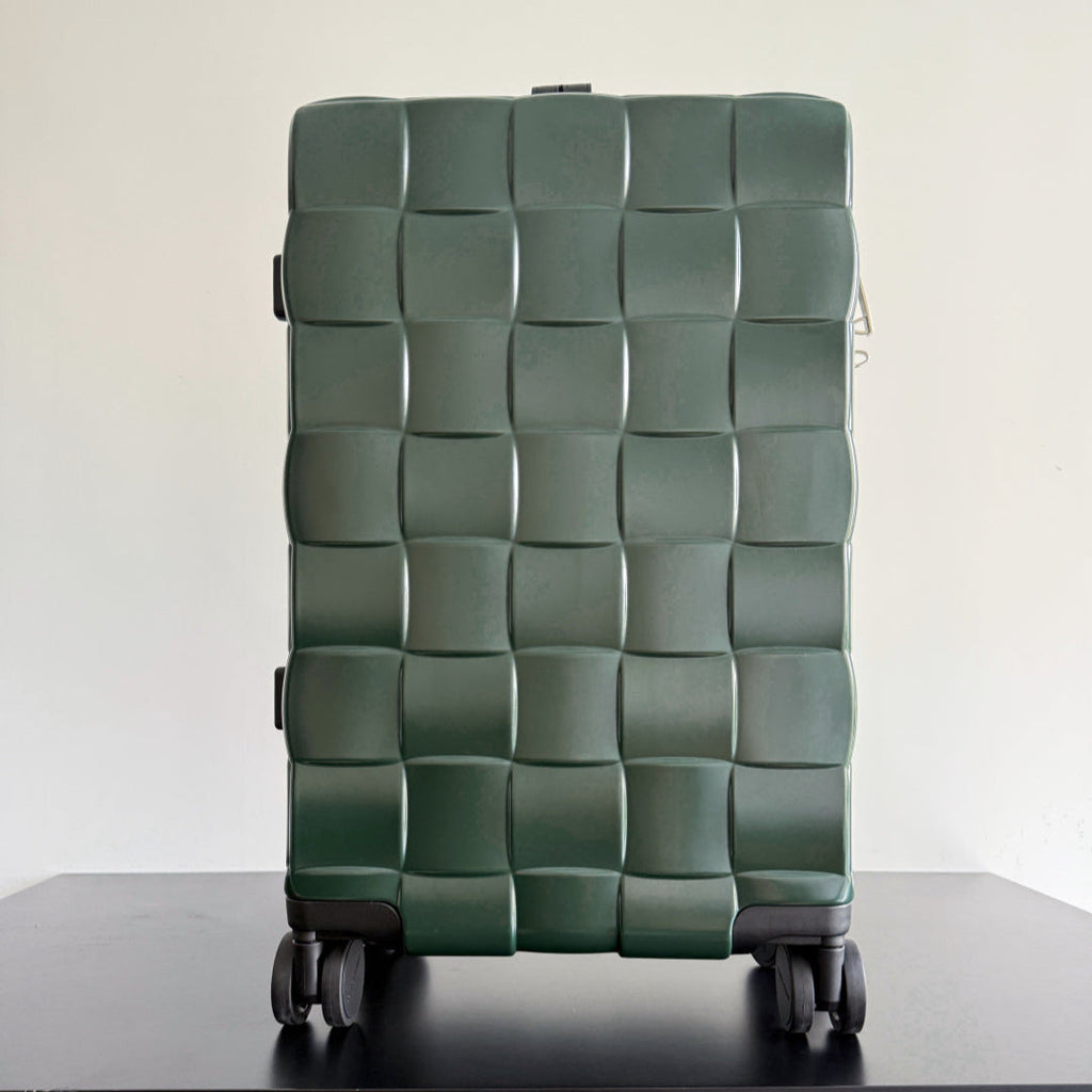 BOTTEGA VENETA 25S ODYSSEY CABIN 3D INTRECCIO PATTERN LUGGAGE 55 IN OLIVE GREEN CALFSKIN