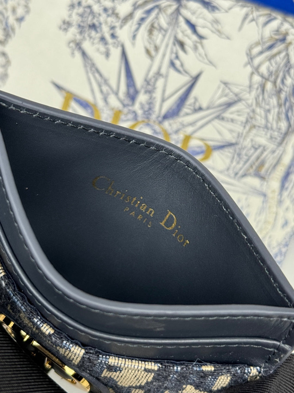 DIOR 25S 30 MONTAIGNE CARD HOLDER 10 IN BLACK OBLIQUE JACQUARD CANVAS