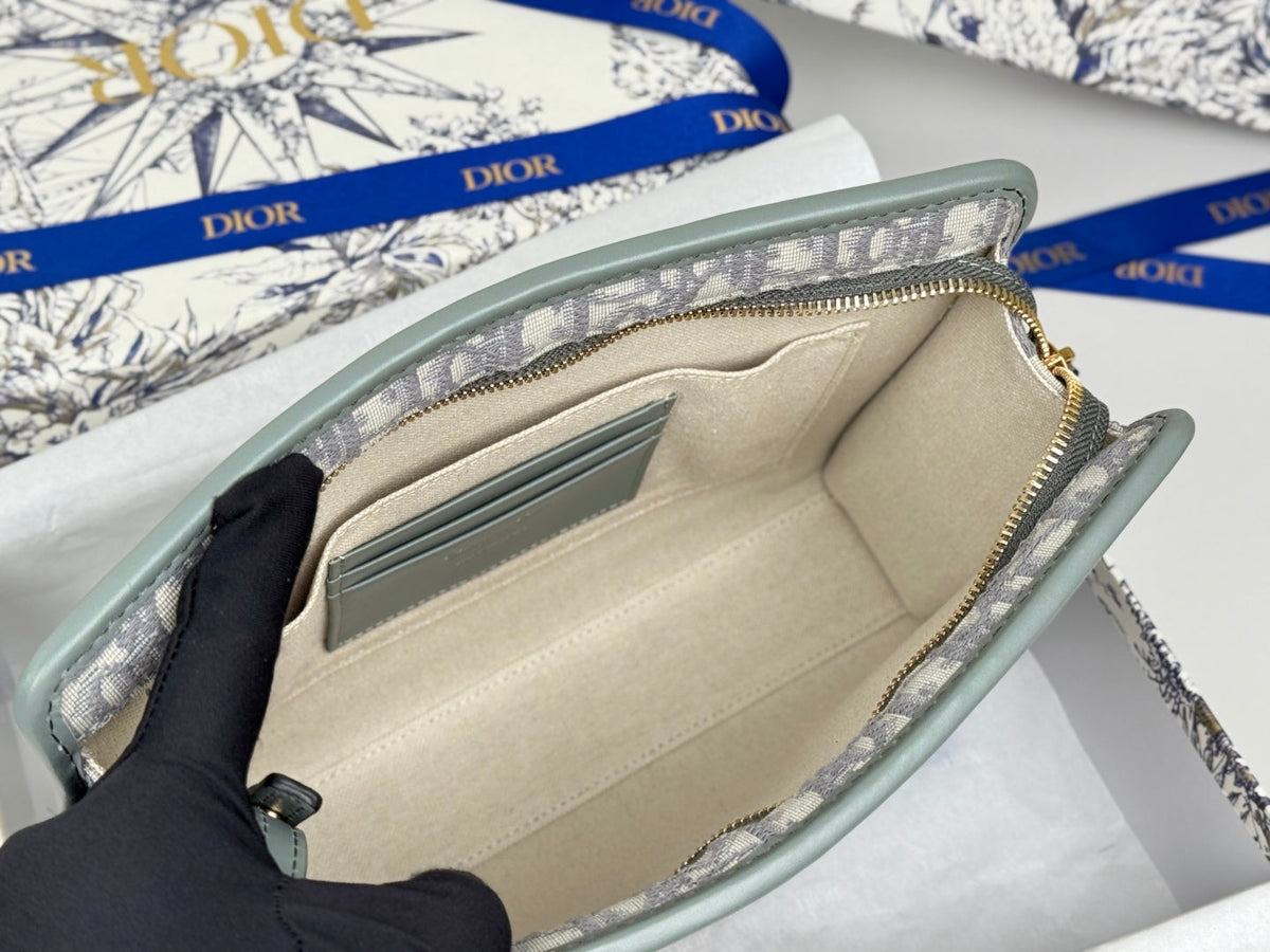 DIOR 25S 30 MONTAIGNE DEA POUCH GRAY OBLIQUE JACQUARD 26 IN CANVAS
