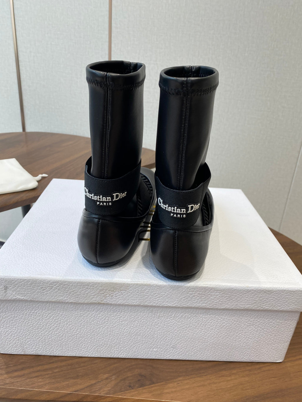 DIOR 25S STRETCH BALLET BOOTS IN BLACK FULL CALFSKIN