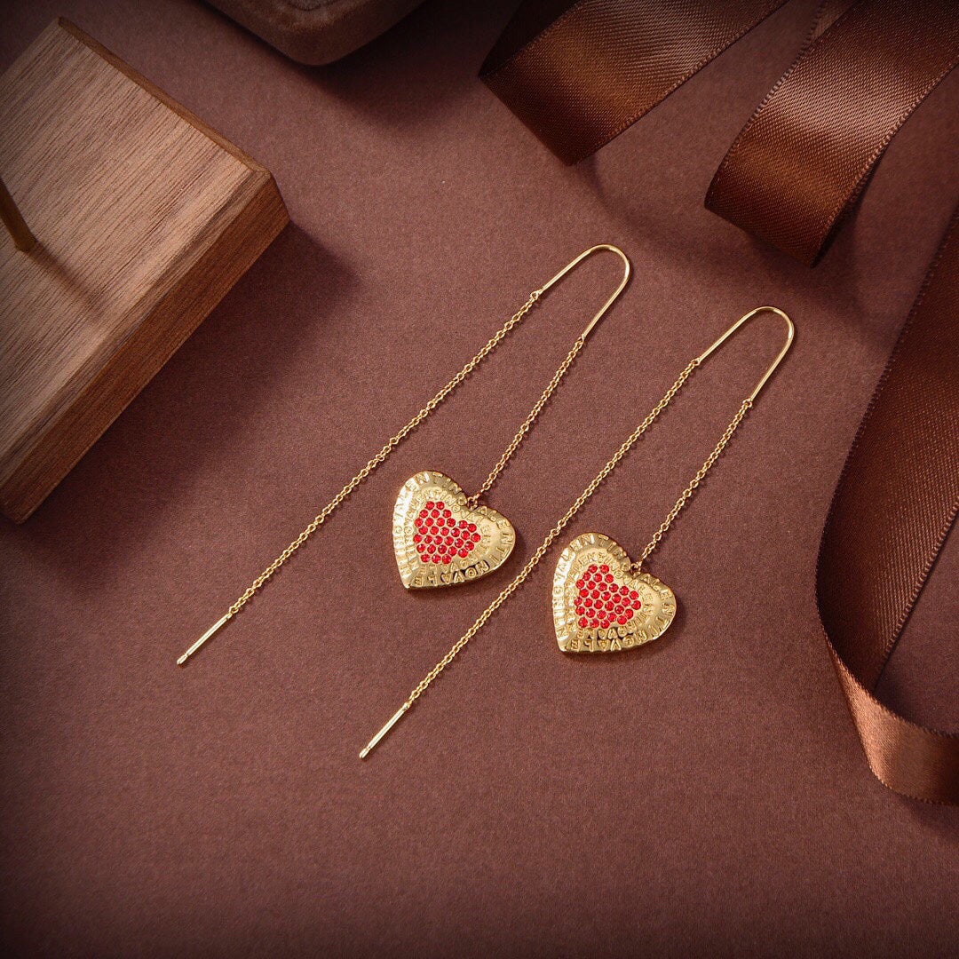 18K Valentino Red Heart Earrings