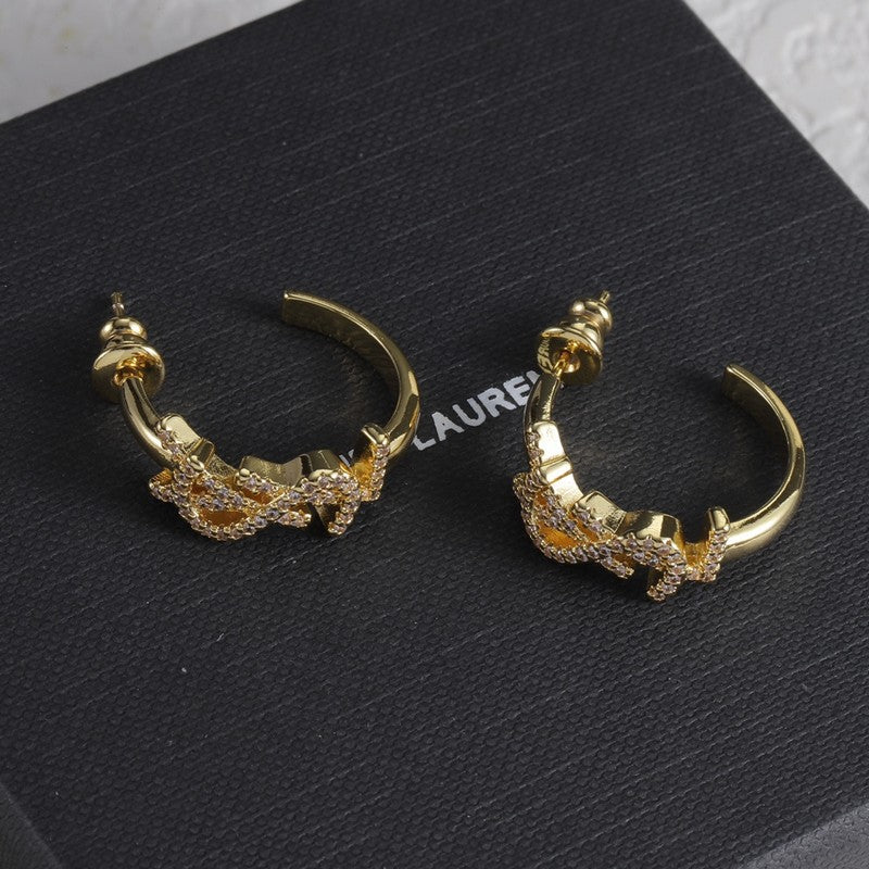 18K YSL Gold Diamond Circle Earrings