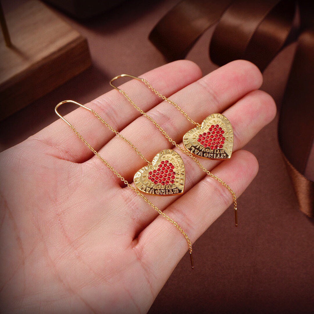 18K Valentino Red Heart Earrings