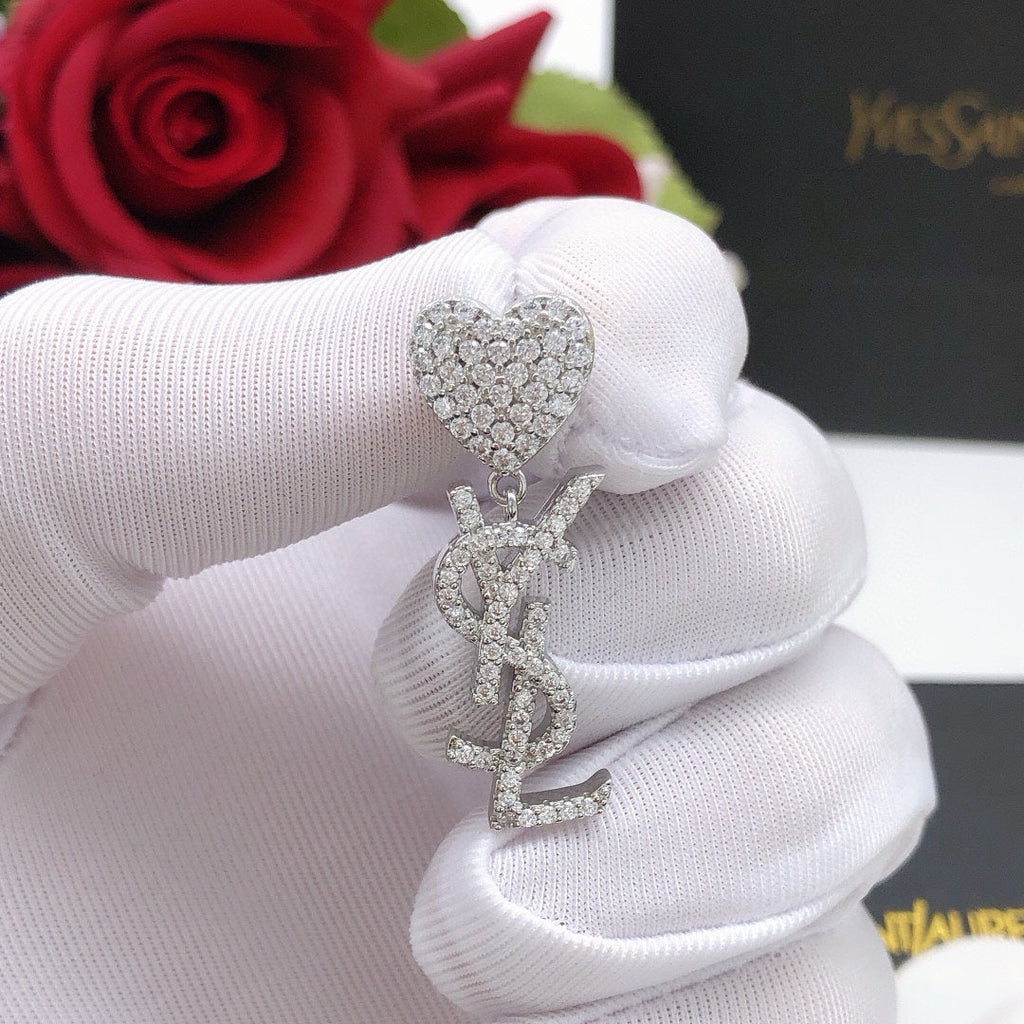 18K YSL Heart Diamonds Earrings