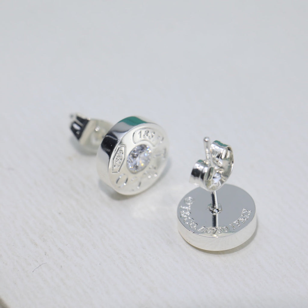 18K Tiffany 1837 Diamond Earrings
