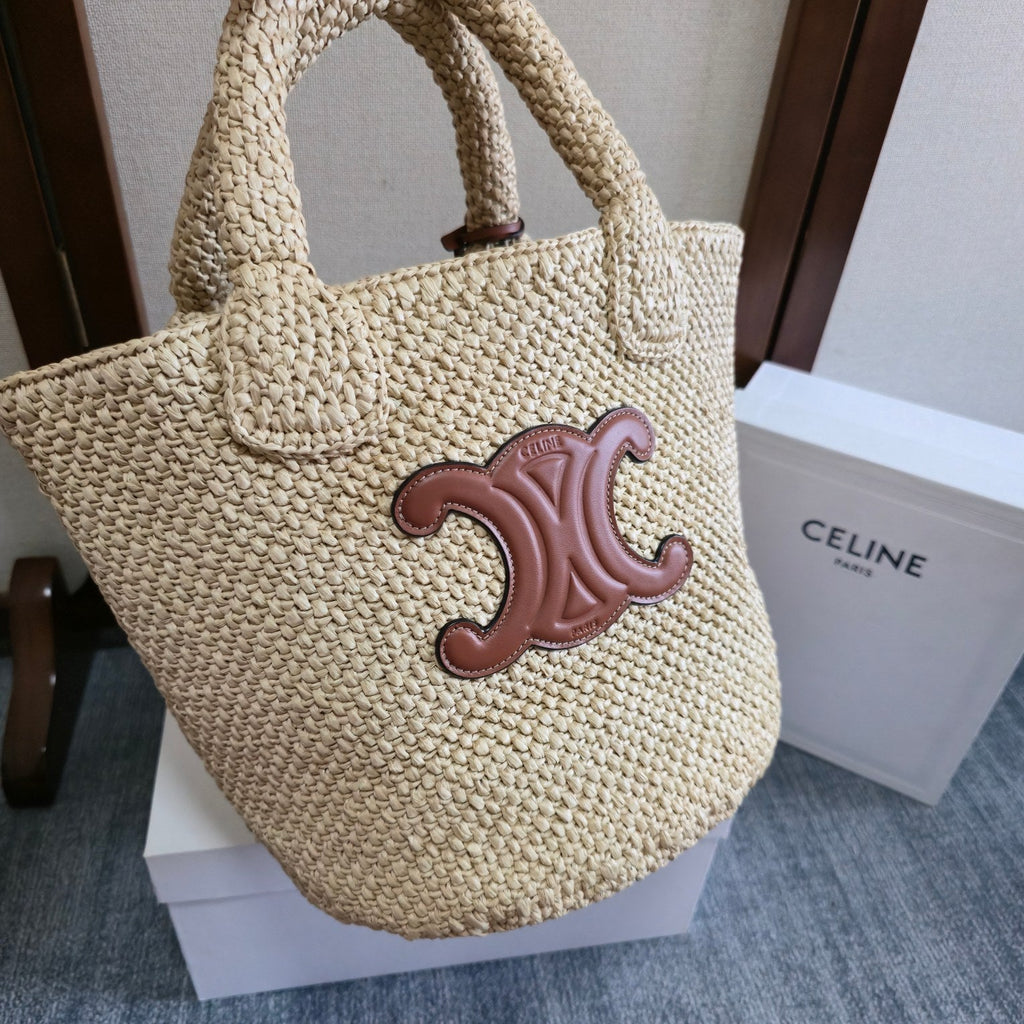 CELINE BAG TRIOMPHE 23 IN LIGHT BEIGE RAFFIA