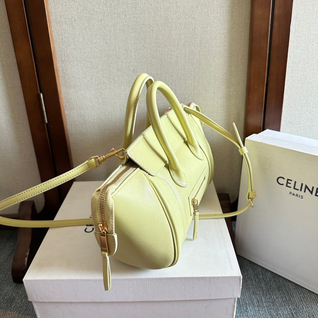 CELINE 25S NEW LUGGAGE 36MM IN PASTEL YELLOW CALFSKIN GOLD HARDWARE