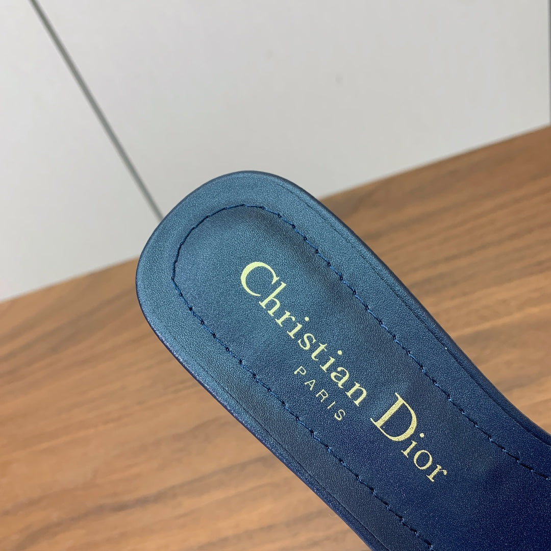 DIOR 25S HIGH-HEEL SANDALS 40 MM IN DEEP NAVY BLUE CALFSKIN