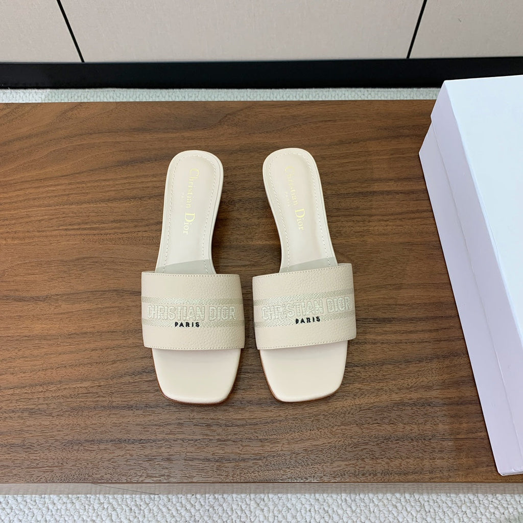 DIOR 25S HIGH-HEEL SANDALS 40 MM IN CREAM WHITE CALFSKIN