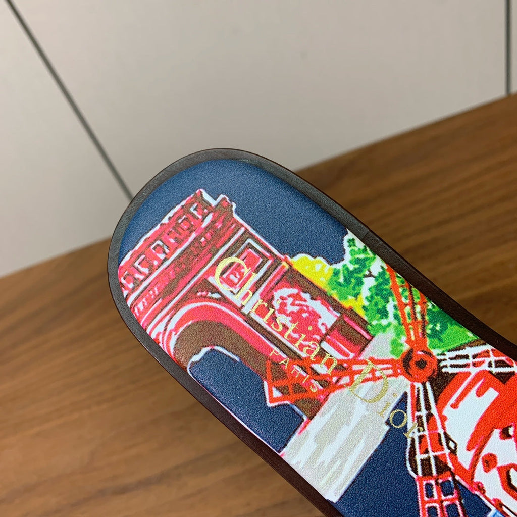 DIOR 25S DWAY SLIDE IN MULTICOLOR CALFSKIN AND FABRIC STYLE 4