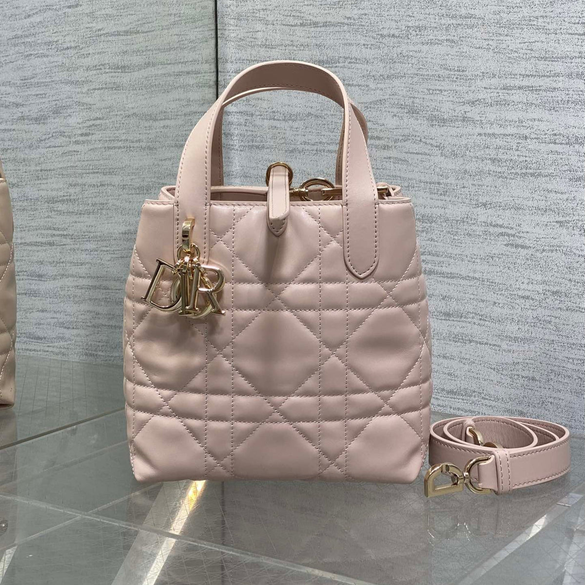 DIOR 25S ALWAYS MINI BAG 16 IN LIGHT PINK MACROCANNAGE CALFSKIN GOLD HARDWRE