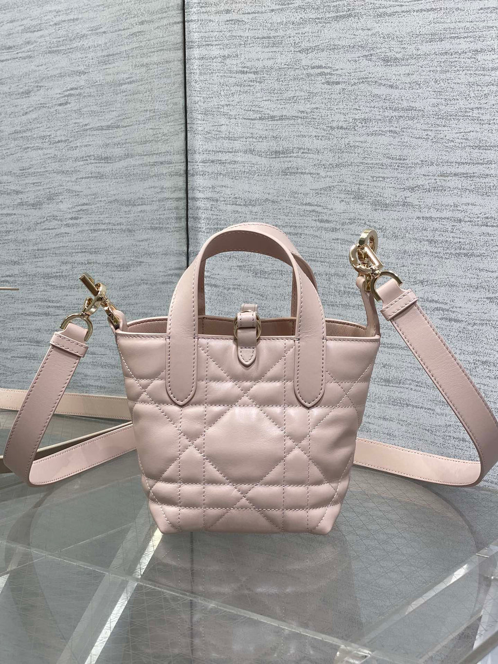 DIOR 25S ALWAYS MINI BAG 13 IN LIGHT PINK MACROCANNAGE CALFSKIN GOLD HARDWRE