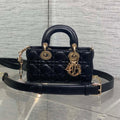 DIOR 25S MICRO LADY D-JOY 19 IN BLACK CALFSKIN GOLD HARDWARE