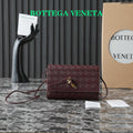 BOTTEGA VENETA 25S ANDIAMO POUCH 19 IN DEEP MAROON CALFSKIN GOLD HARDWARE
