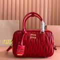 ARCADIE MATELASSÉ BAG 24 IN CERISE RED CALFSKIN GOLD HARDWARE