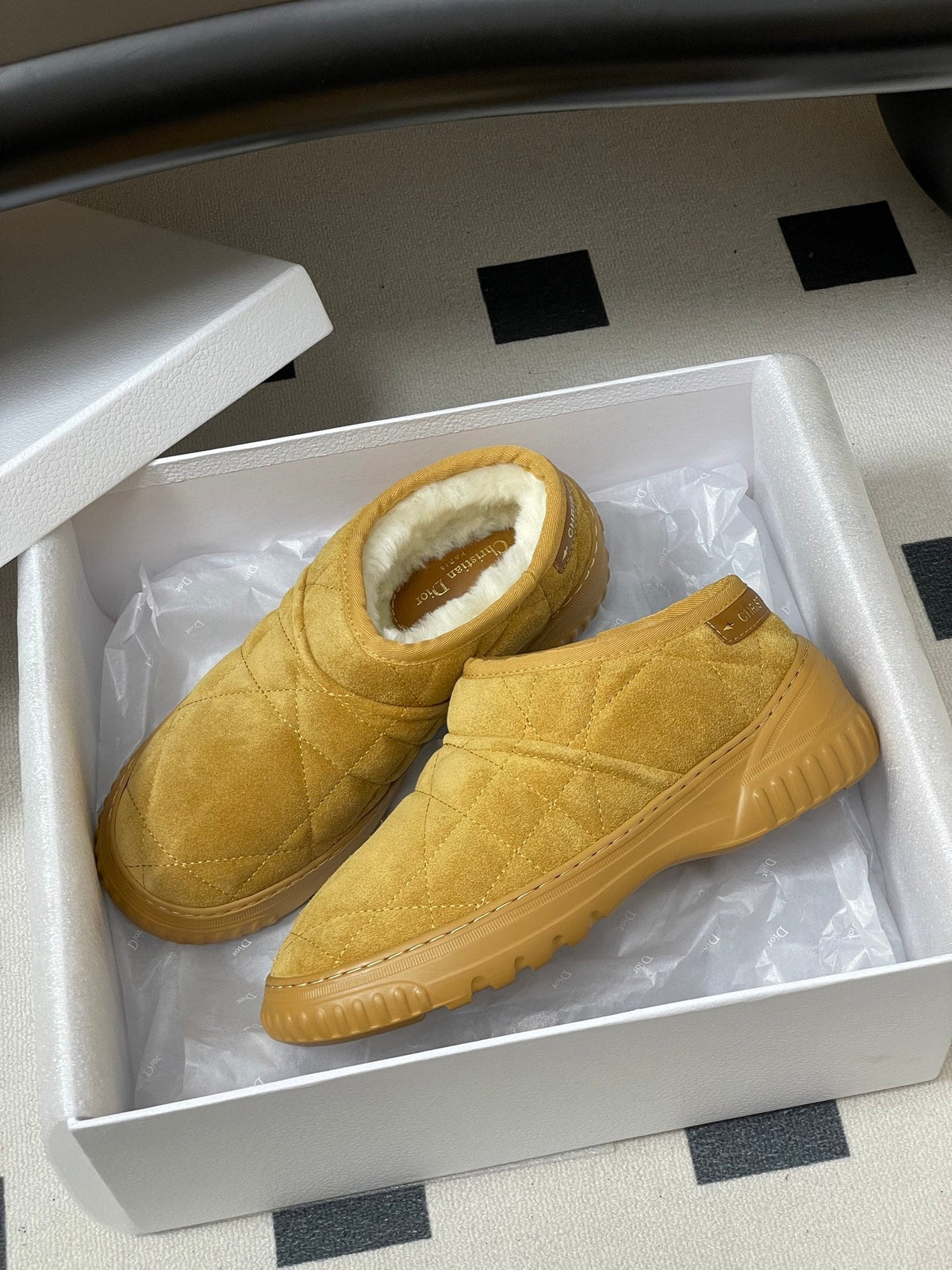 DIOR 25S FROST ANKLE BOOTS IN GOLDEN BROWN SUEDE