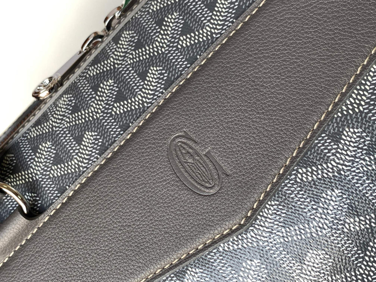 CISALPIN DOCUMENT CASE 39 IN GRAY GOYARDINE CANVAS AND CALFSKIN