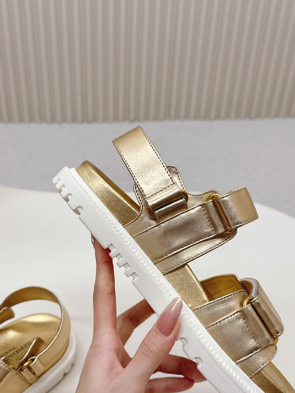 DIOR BACK-STRAP SANDALS 25S IN GOLD CALFSKIN WITH GOLD HARDWARE
