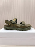 DIOR BACK-STRAP SANDALS 25S IN MOSS GREEN CALFSKIN WITH GOLD HARDWARE