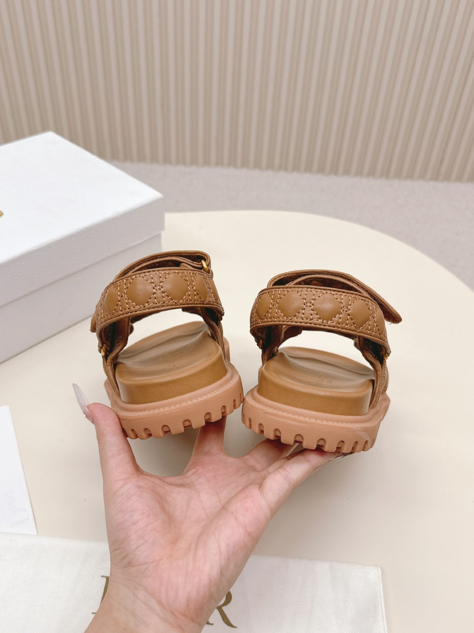 DIOR BACK-STRAP SANDALS 25S IN BROWN CALFSKIN