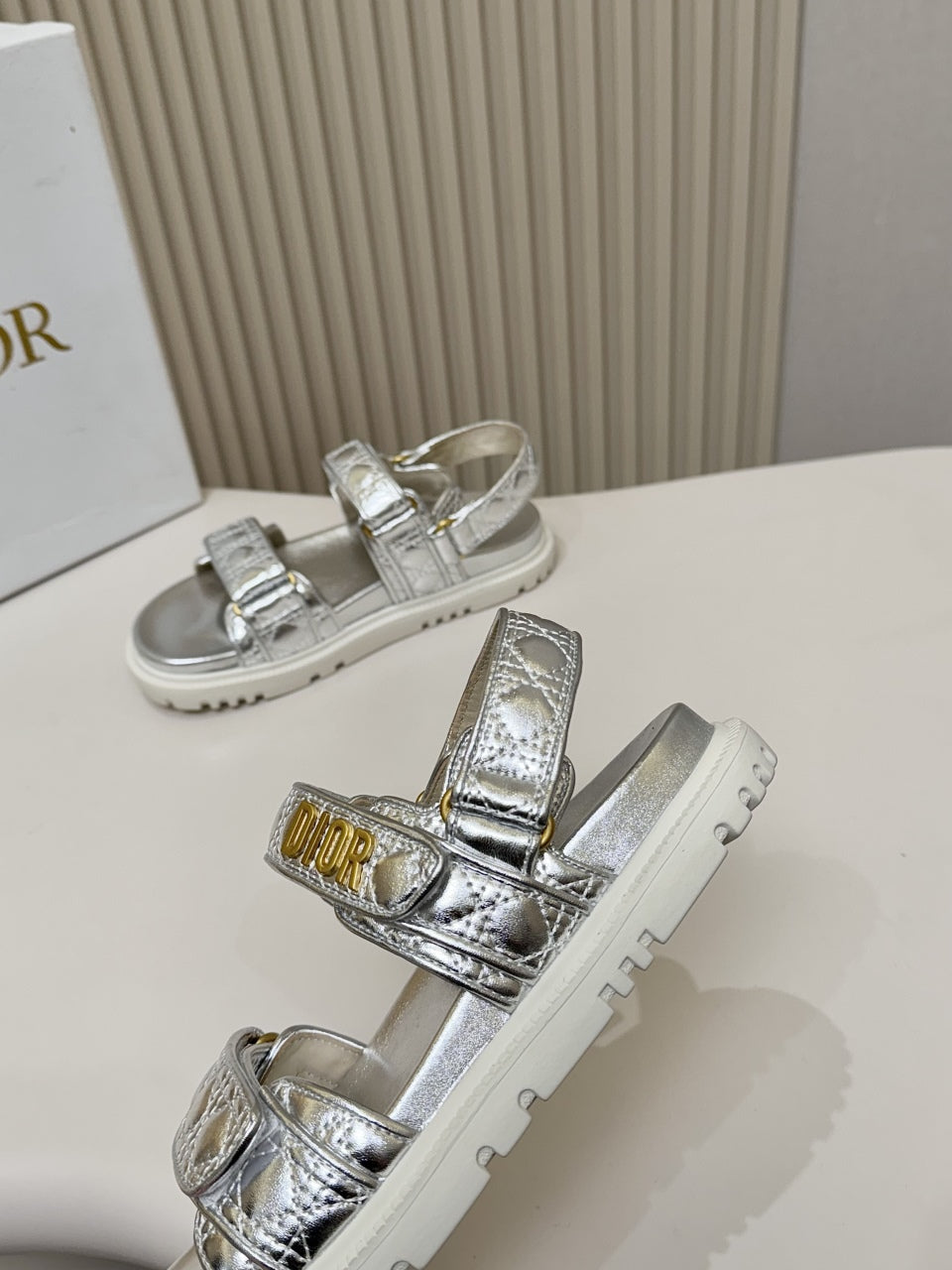 DIOR BACK-STRAP SANDALS 25S IN SILVER CALFSKIN