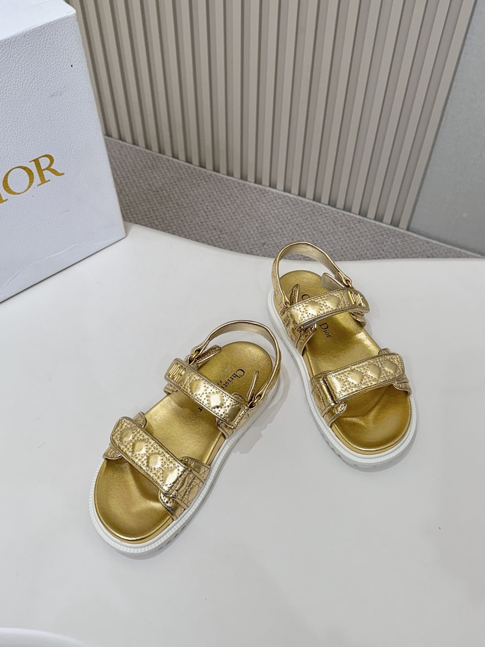 DIOR BACK-STRAP SANDALS 25S IN GOLD CALFSKIN