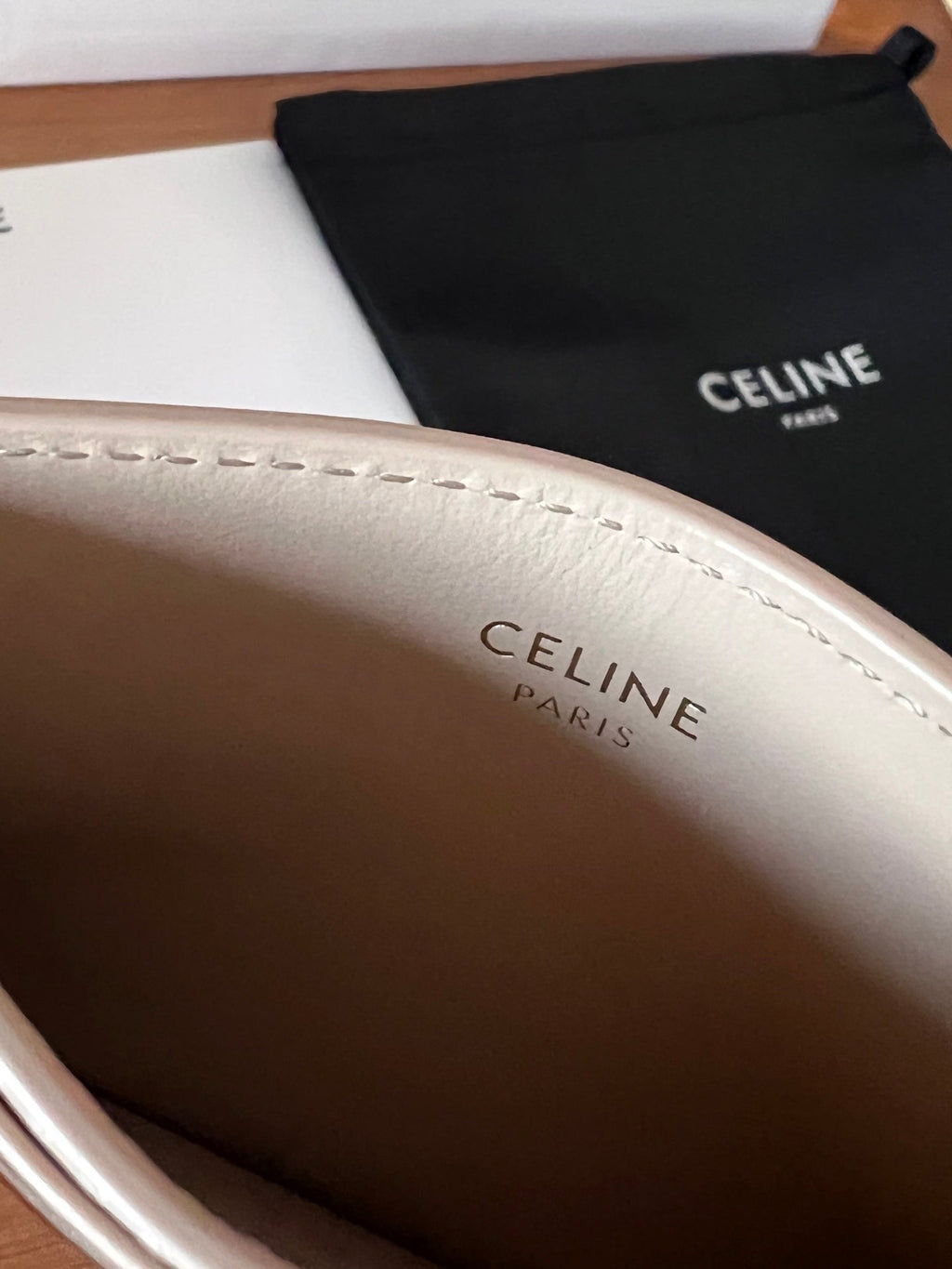 CELINE 25S CARD HOLDER WITH TRIOMPHE LOGO 11 IN NUDE CALFSKIN