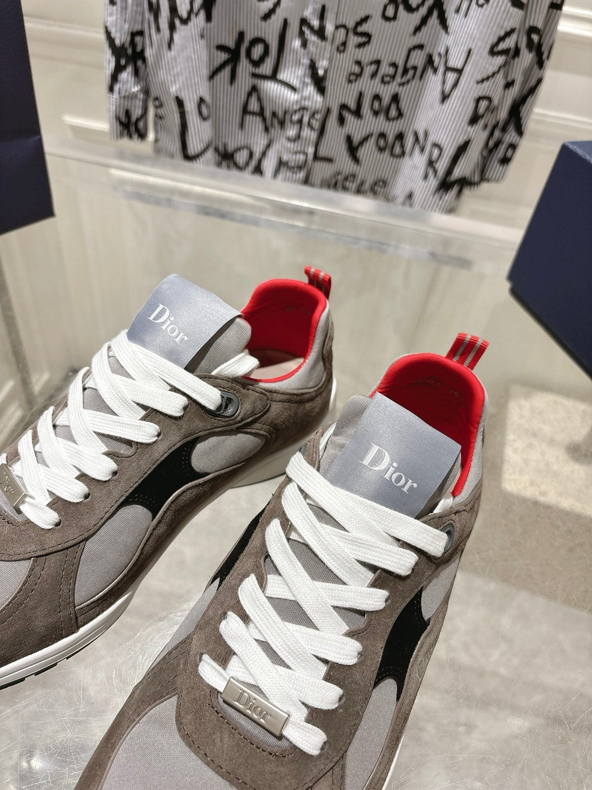DIOR 25S MILE SERIES SNEAKERS 25MM IN BROWN SUEDE