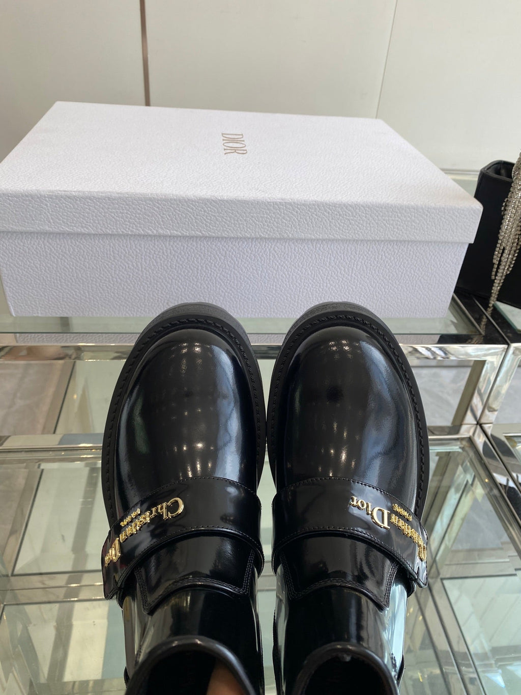 DIOR 25S D-QUEST ANKLE BOOT 35MM IN BLACK GLOSSY CALFSKIN