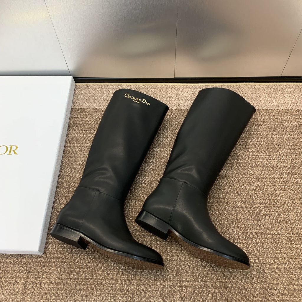DIOR 25S D-TOWN BOOT 25MM IN BLACK SUPPLE CALFSKIN