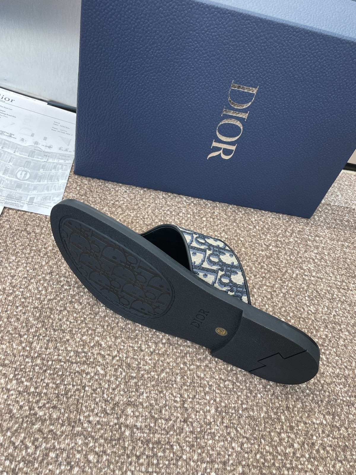 DIOR 25S ALIAS THONG SANDAL IN BEIGE BLACK CALFSKIN AND CANVAS