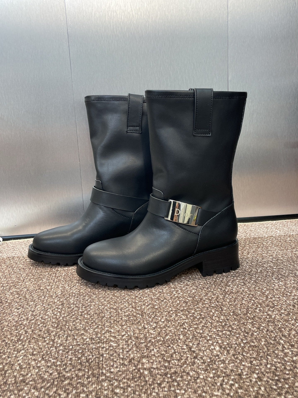 DIOR 25S D-QUEST BOOTS 45MM IN BLACK CALFSKIN