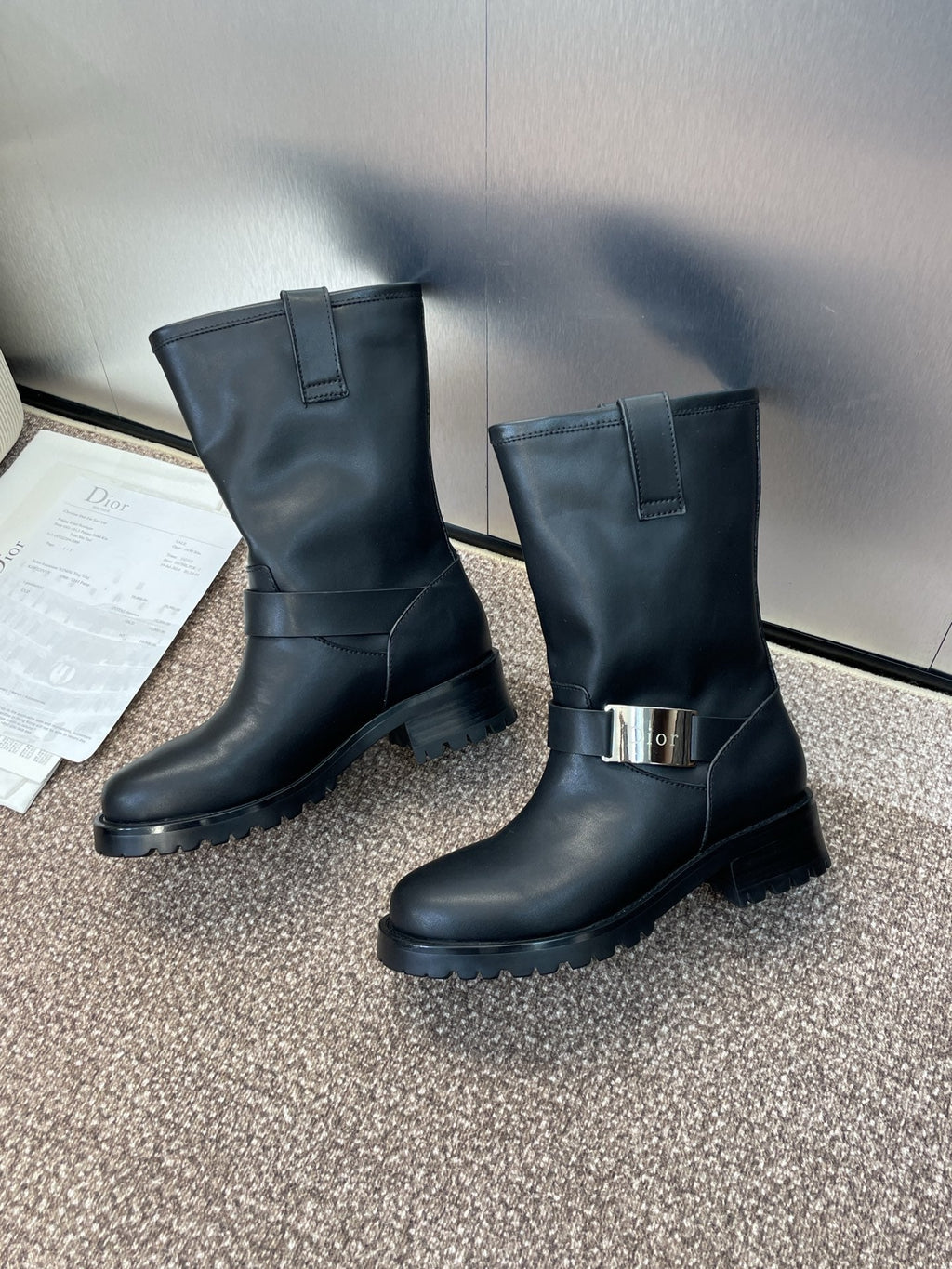DIOR 25S D-QUEST BOOTS 45MM IN BLACK CALFSKIN